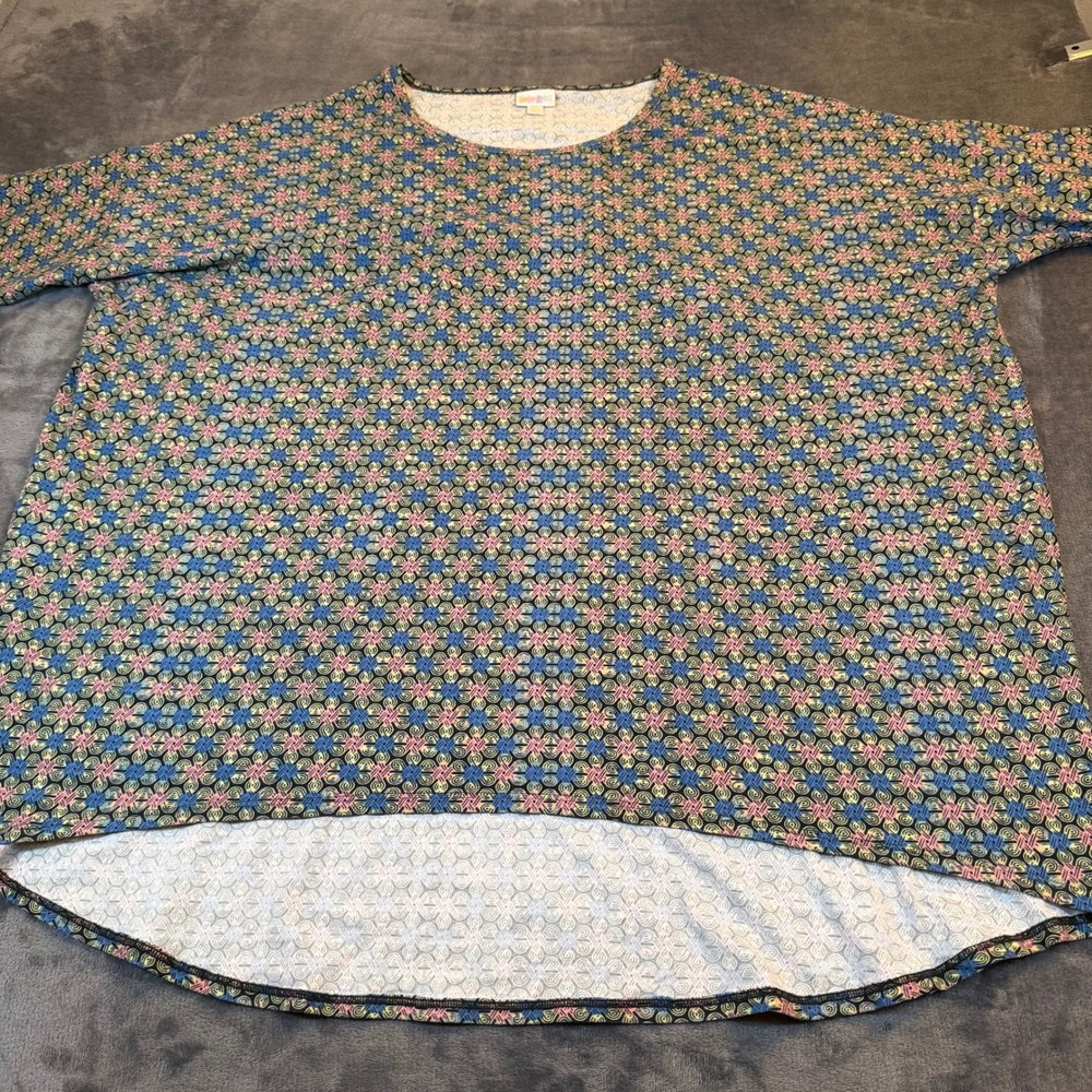 LuLaRoe Irma Tunic Top Multicolor Geometric Swirl High Low Oversized Womens‎ 3XL